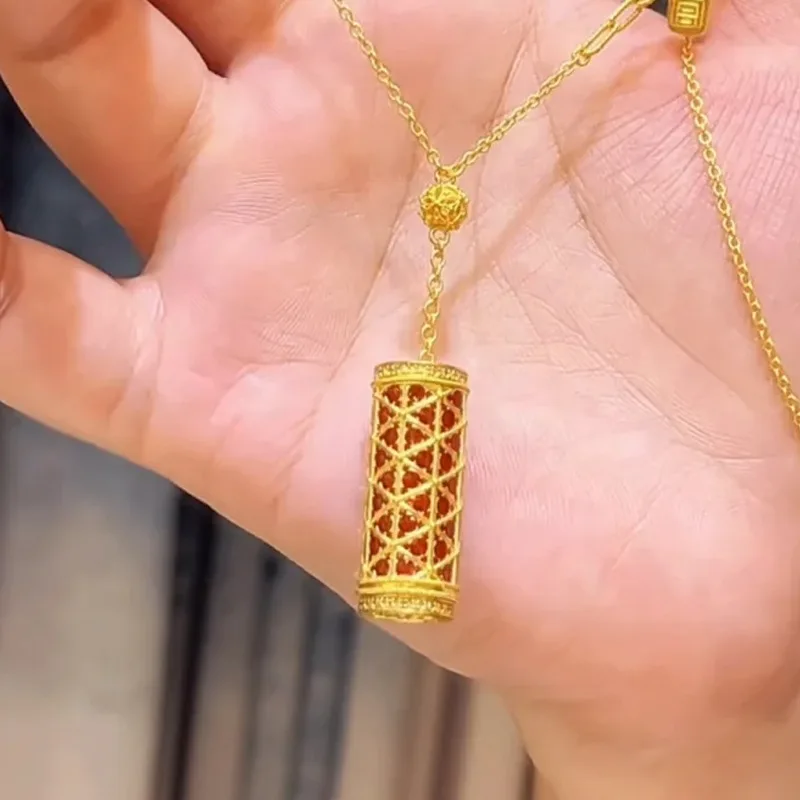 

9999 24K real gold Forbidden City Joint Series Golden Lion Xianrui Gold Zircon Necklace Solid Set Pendant Ornaments
