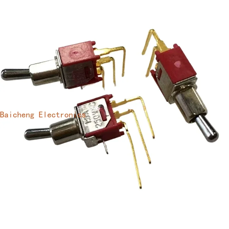 10PCS Micro 5mm TS-8 toggle switch with 2nd gear and 3rd foot side bending gold foot TS40-T rocker arm twist