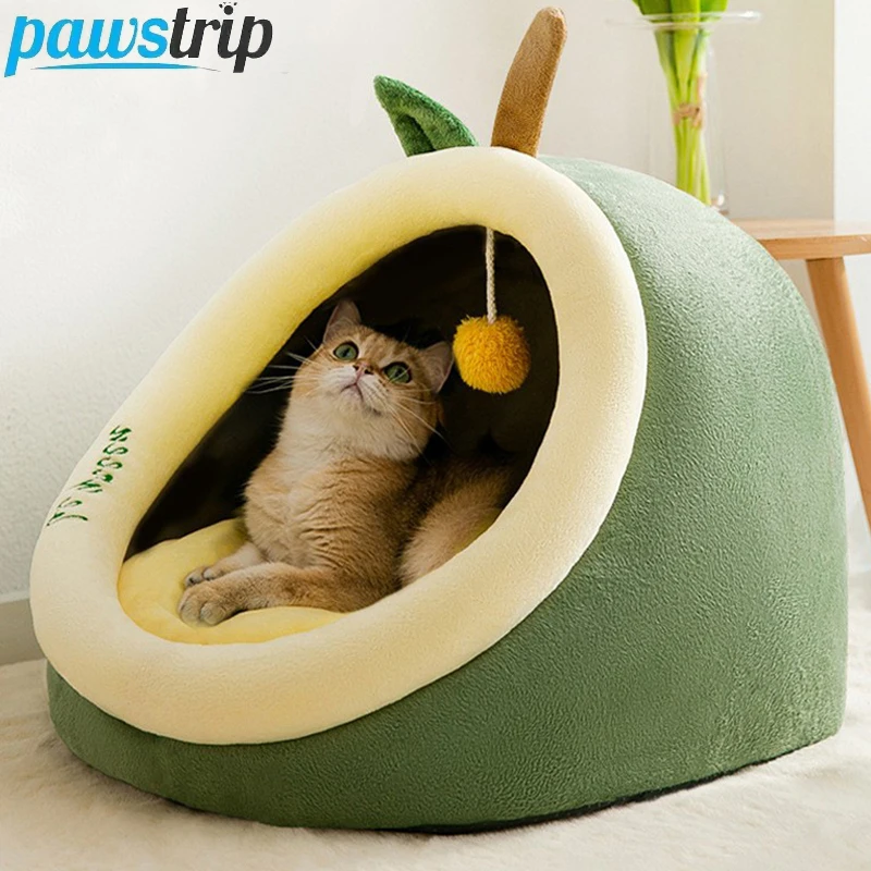 

Winter Warm Cat Bed Semi Enclosed Pet Basket for cats Small Dogs Soft Kitten Lounger Cushion Cat House Tent Pet Supplies