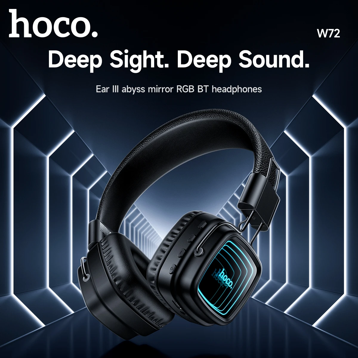 HOCO W72 Mirror Bluetooth V6.0 Headphones Over Ear Sports Wireless Headsets with Mic for Phone Call Hifi Sounds Earphones NEW