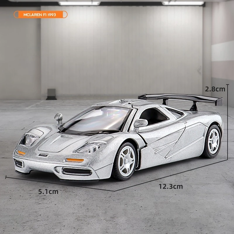 Simulation 1/36 McLaren F1 1993 Vintage Alloy Model Children's Sound and Light Pull Back Boy Car Toy Gift Collection Miniature