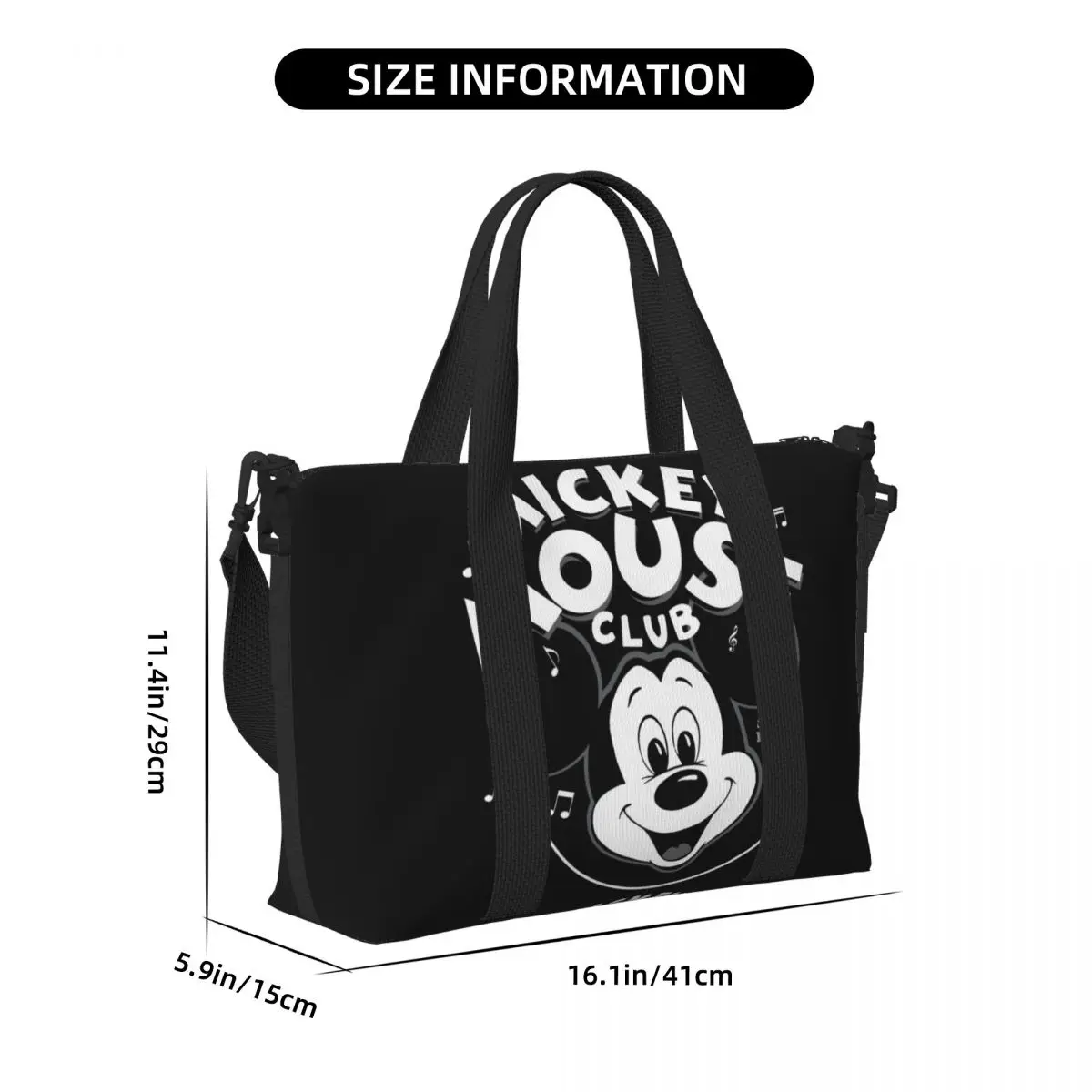 Kustom Mickey Mouse klub sejak 1955 pantai tas Tote Wanita ekstra besar Gym membawa pada perjalanan tas belanja