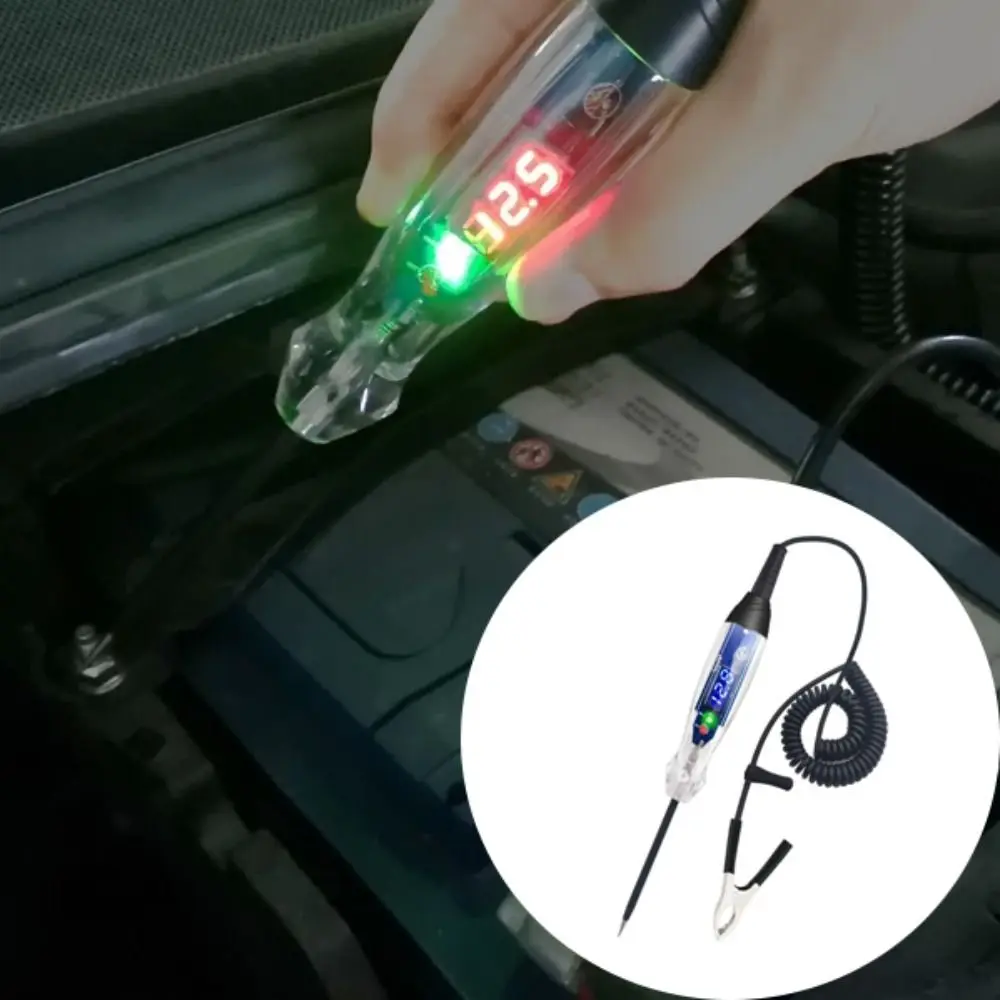 

Автомобильная тестовая лампа 3-60 В постоянного тока, цифровой светодиодный тестер цепей, сверхмощное двунаправленное измерение напряжения с вольтметром