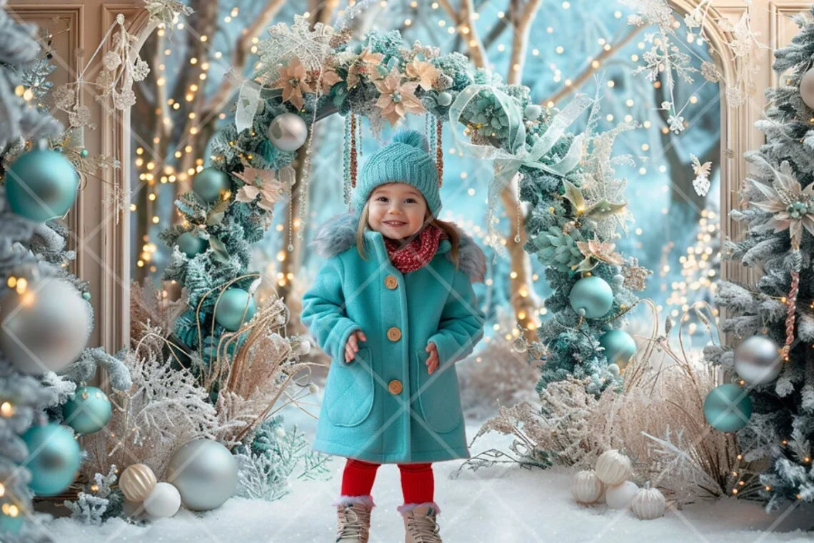 Mehofond Photography Background Winter Christmas Arch Wonderland Snow Xmas Tree Kids Family Portrait Decor Backdrop Photo Studio