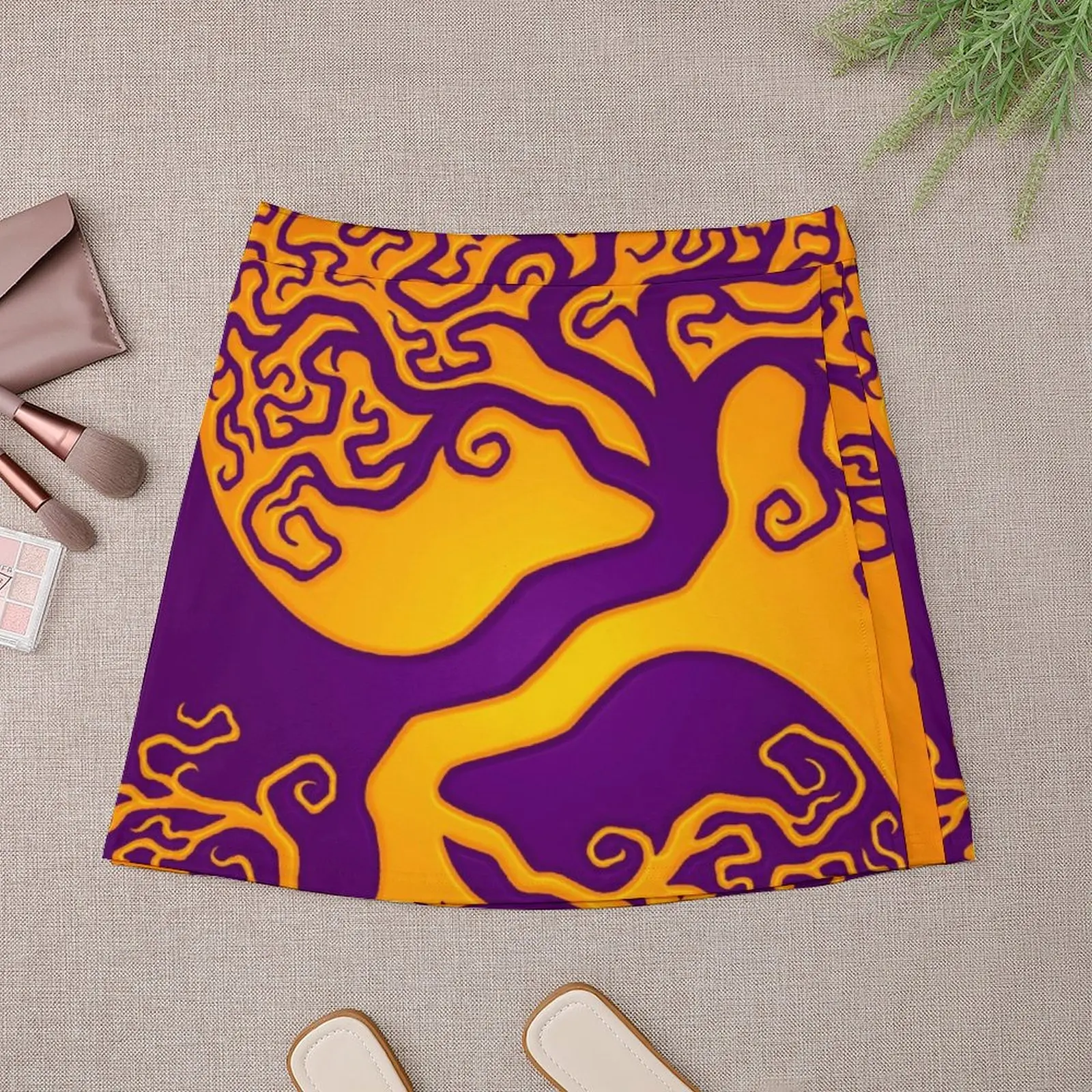 Purple and Yellow Tree of Life Yin Yang Mini Skirt mini denim skirt elegant party dresses for women 2025 Summer dress Mini Skirt