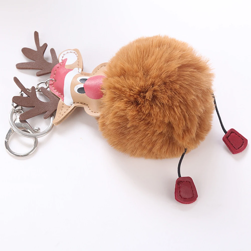 

Christmas Elk Keychain Pom Pom Ball Bag Cellphone Hanging Pendant Coffee Elegant Cartoon Design Fashion Accessory Gift for Women