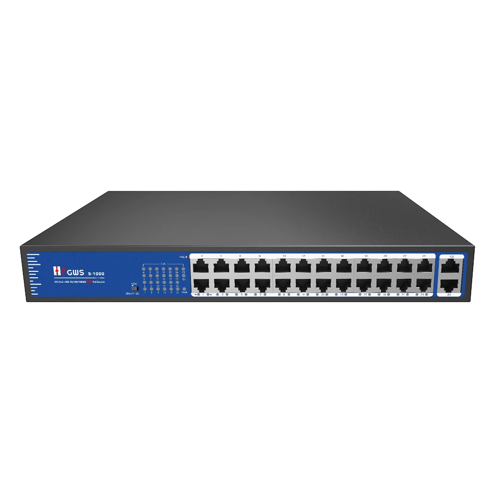 High Quality Commercial Desktop 26-port Gigabit Uplink  802.3af/at PoE Switch for IP Camera