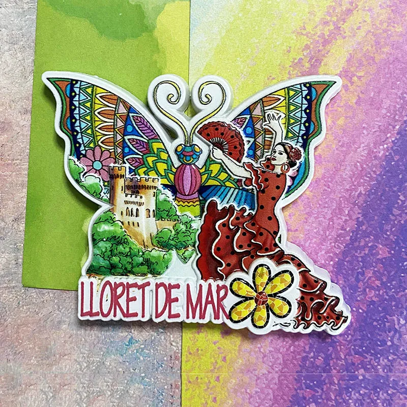 Chateau Lorette de Mar, 3D refrigerator magnets tourist souvenirs, butterfly humanistic home decor, collection of arts and craft