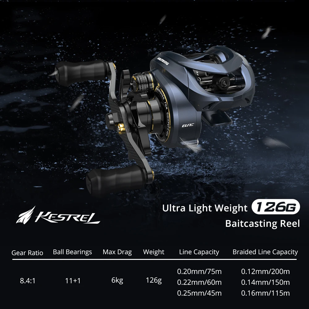 Kast Kestrel Elite Baitcasting Fishing Reel Magnesium Frame BFS Finesse Baitcaster Reel Lightest on Market at only 4.4 Ounce