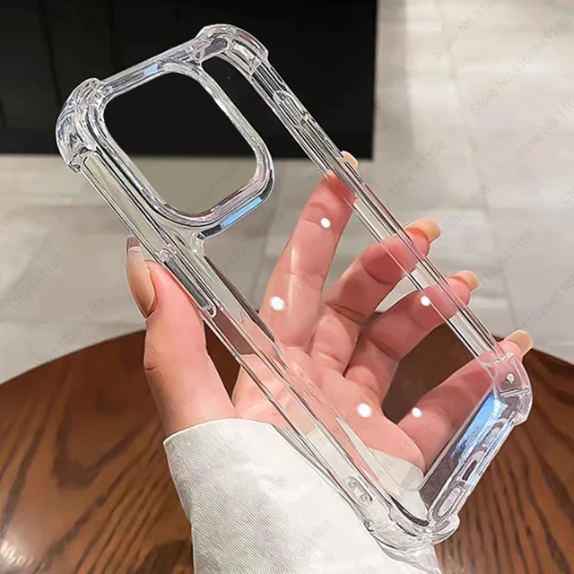 Luksusowe, odporne na wstrząsy, przezroczyste etui na telefon dla iPhone 16 15 13 12 11 14 Pro Max Mini XR XS 7 8 Plus SE silikonowy zderzak przezroczysta tylna pokrywa