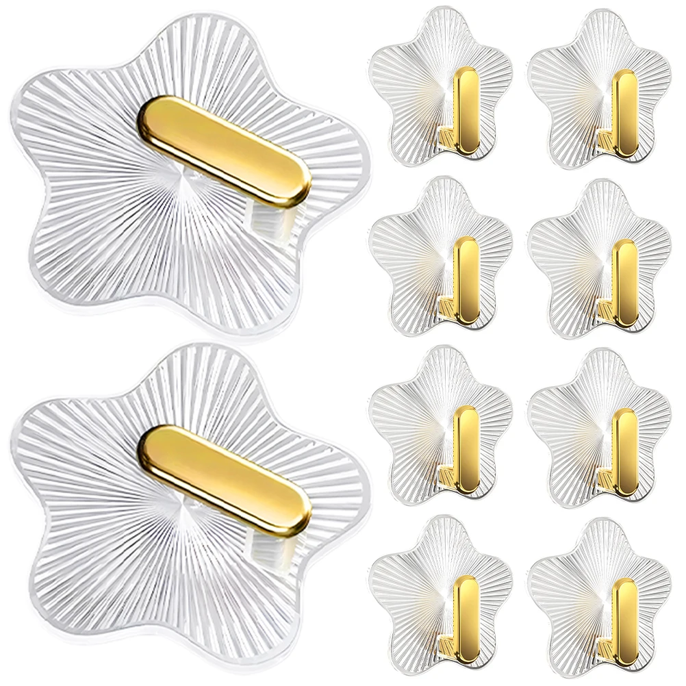 

10pcs Adhesive Hooks Star Shaped Traceless Wall Mount Key Hooks Bathroom Kitchen Self Adhesive HangerHooks For Clothes Hats
