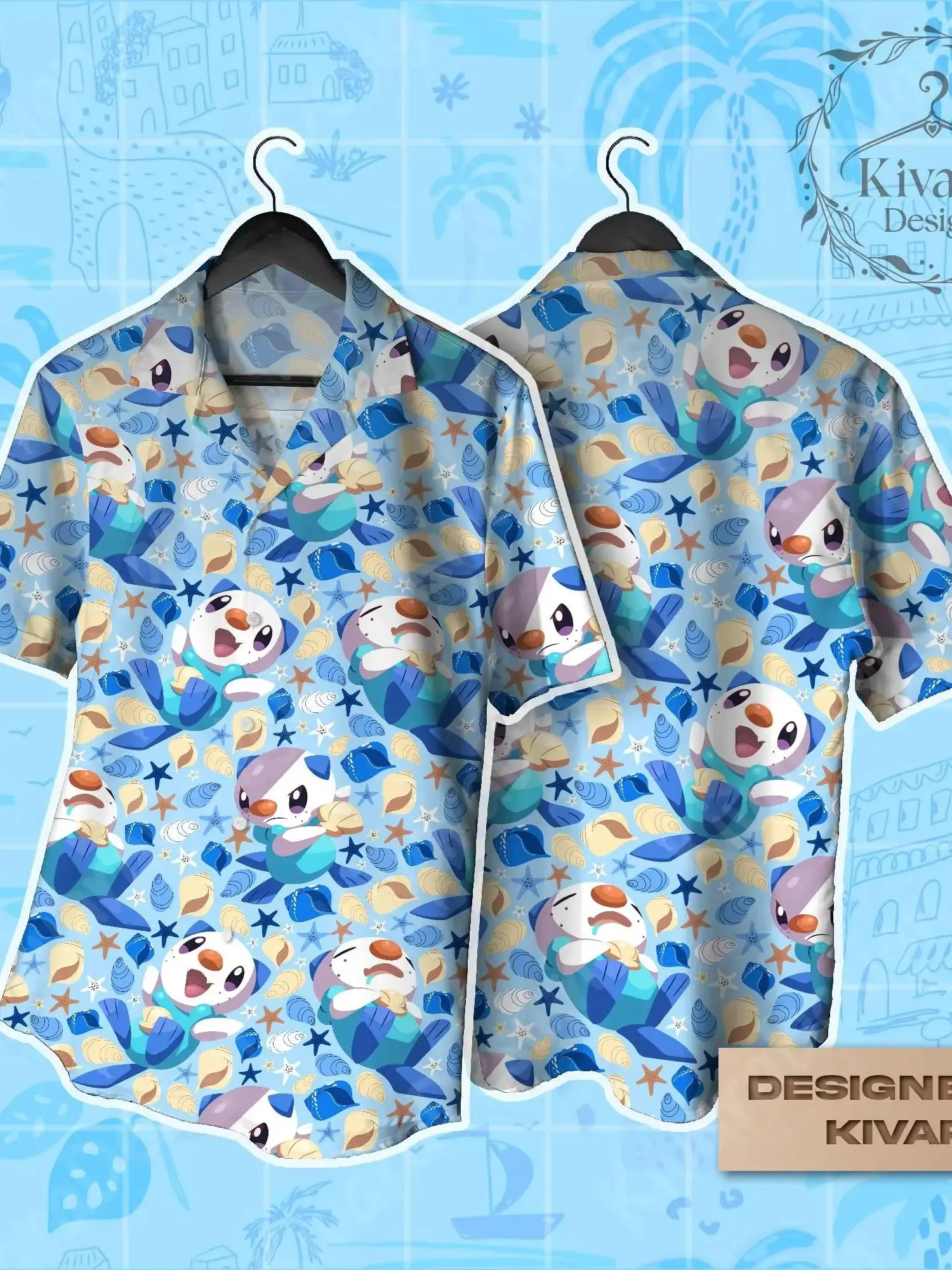 Oshawott Hawaiian Shirt Pokémon Anime Inspired Shirt Geschenk Sommer Freizeit Herren T-Shirt Kinderbekleidung T-Shirt Y2k Frau ﻿ – Detail 2