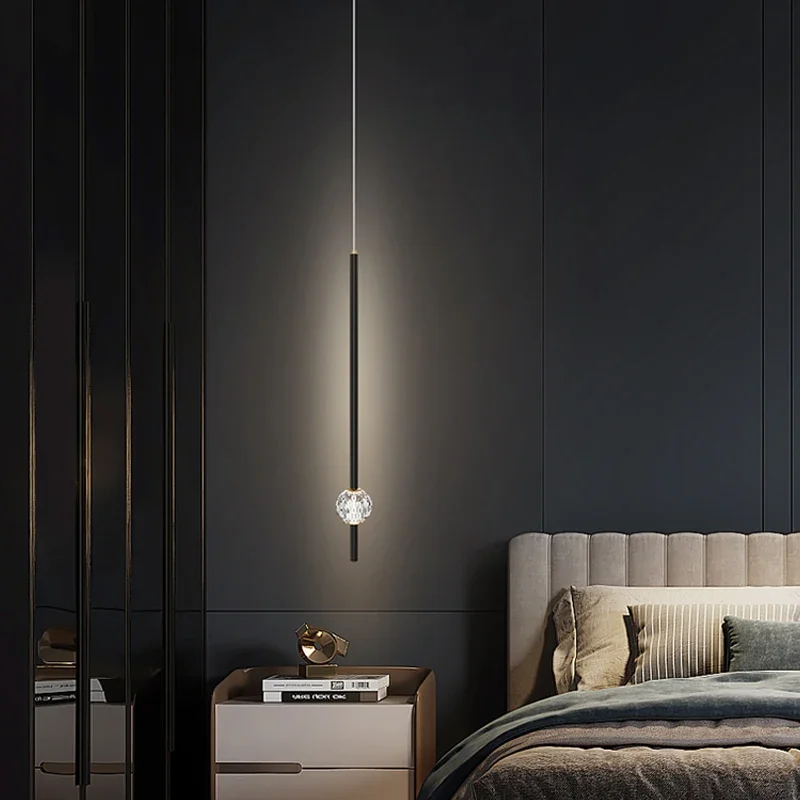 2025 Nordic Bedroom Bedside Chandelier Simple Modern Home Light Luxury Living Room TV Background Wall Decor Creative Crystal Led view 4