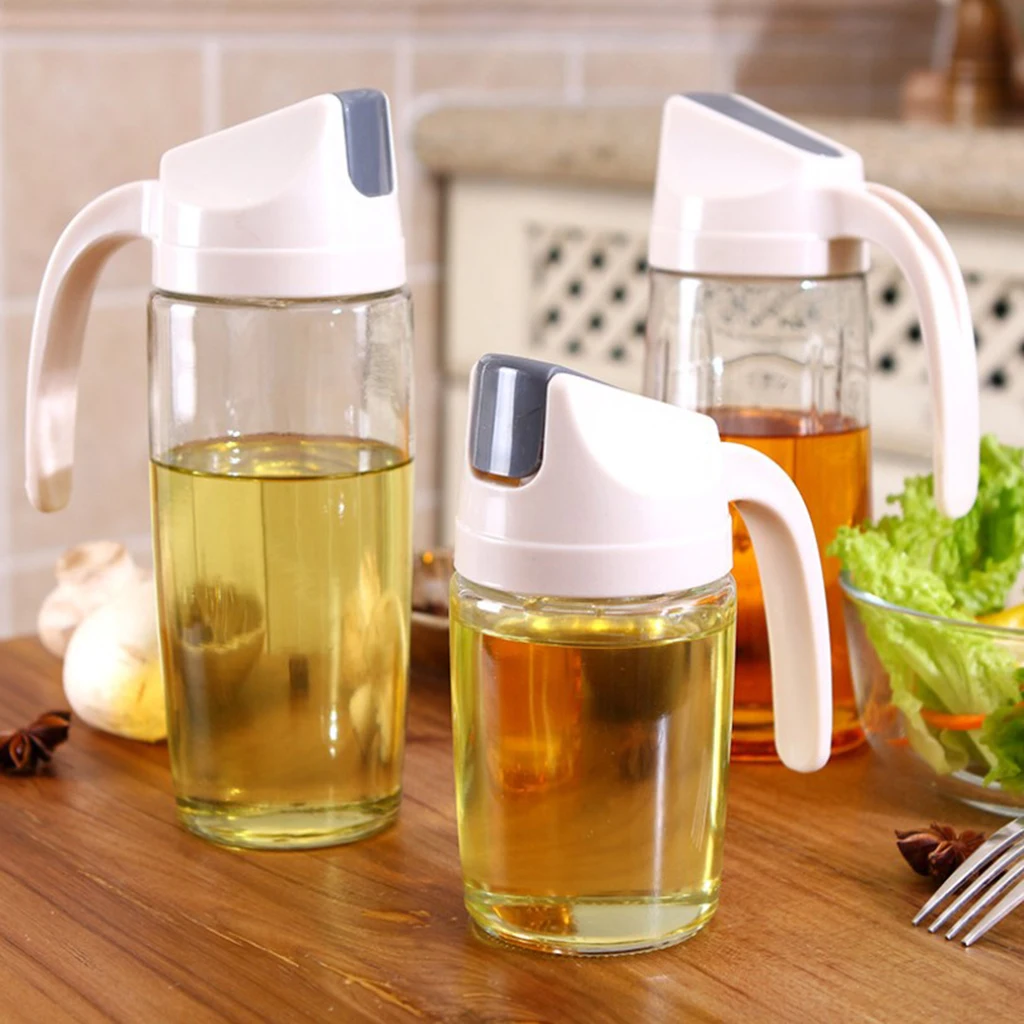 Auto Opening And Closing Oil Bottle Leak-proof Glass Oil Pot