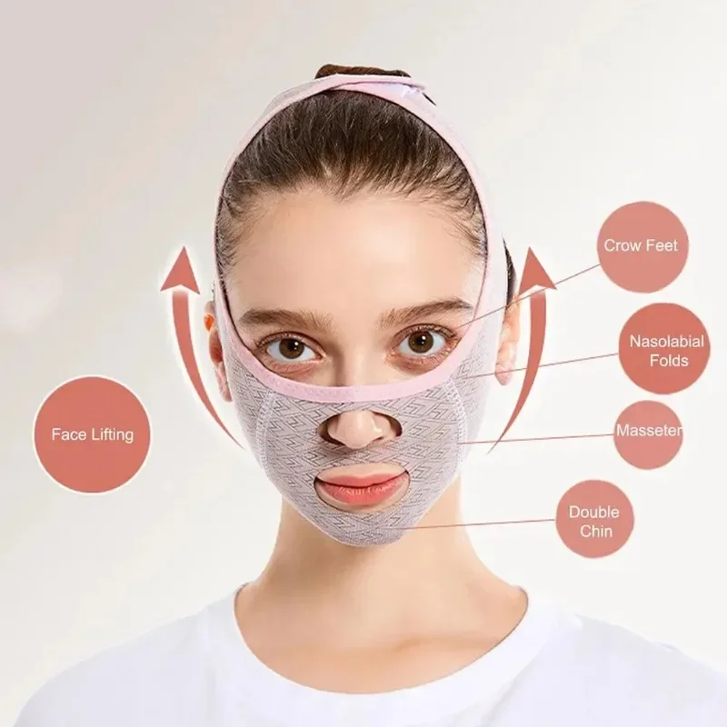 Face Elastic Slimming Bandage V Line Face Shaper Women Chin Cheek Lift Up Belt Facial Massager Strap Sculpting Tightening Skin