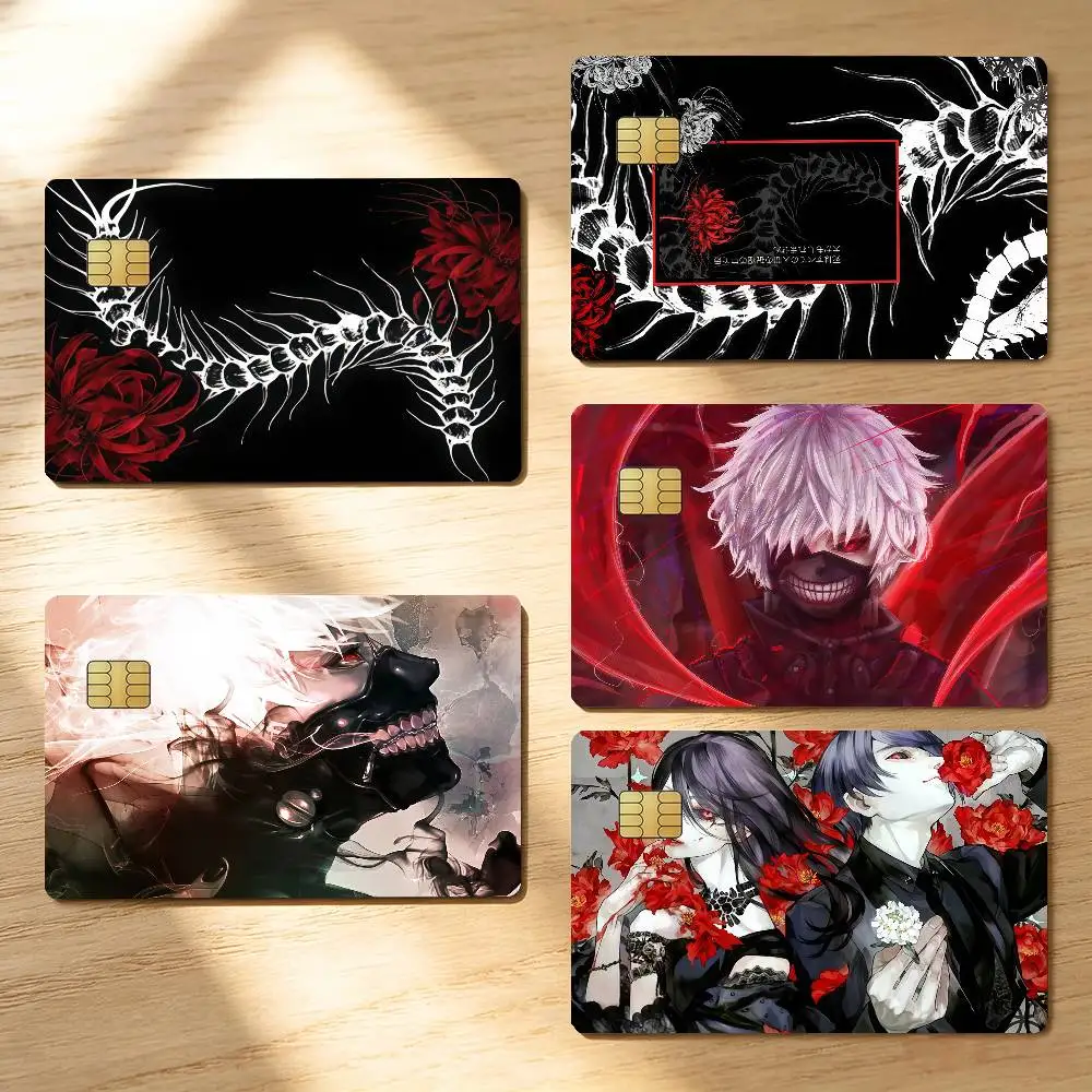 Anime T-Tokyo Ghoul Credit Skin Cover Card Stickers 4PCS Film Bus Pass Front Decoration Bank Debit Waterproof