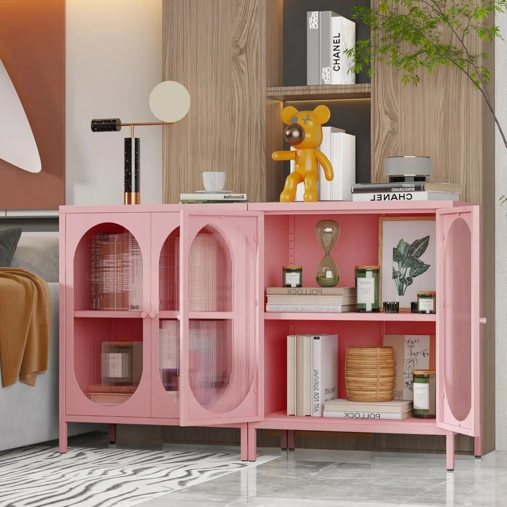 خزانة جانبية معدنية ببابين من الزجاج الشفاف لغرفة النوم وغرفة المعيشة والردهة والمنزل والفندق والمكتب والمرآب #2