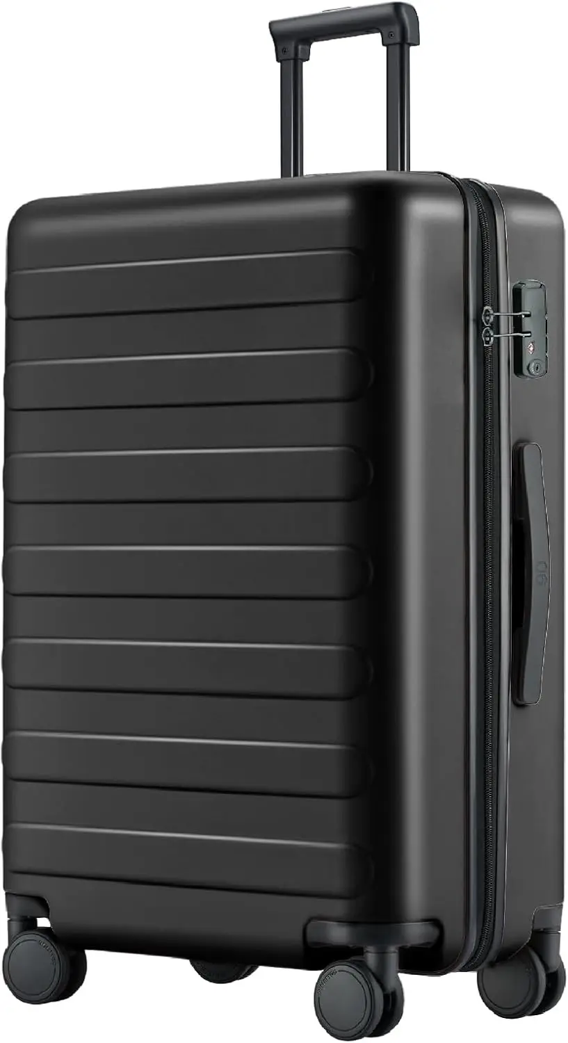 

26 Inch Medium Checked Luggage with Smooth Spinner Wheels, Lightweight Hard Shell PC Suitcase, TSA Approved Black Travel Bag