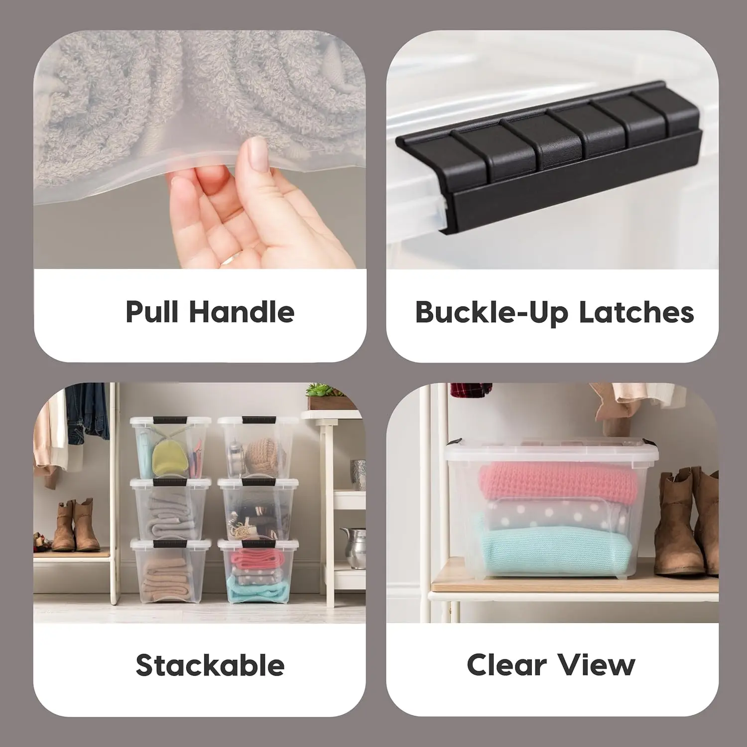 19 QT Clear Plastic Storage Box with Lid, 6 Pack BPA-Free, Stackable Organizer for Home Office