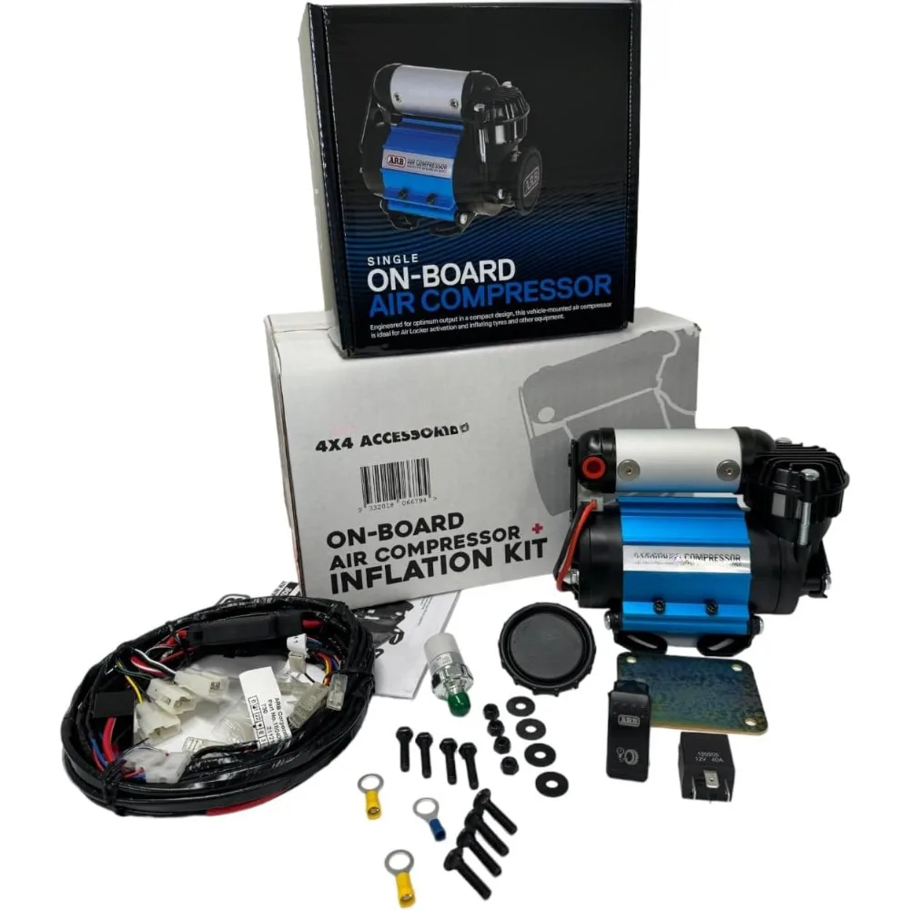 Inflatable kit Air compressor and orange air hose pump kit are bundled with quick accessories for on-board systems