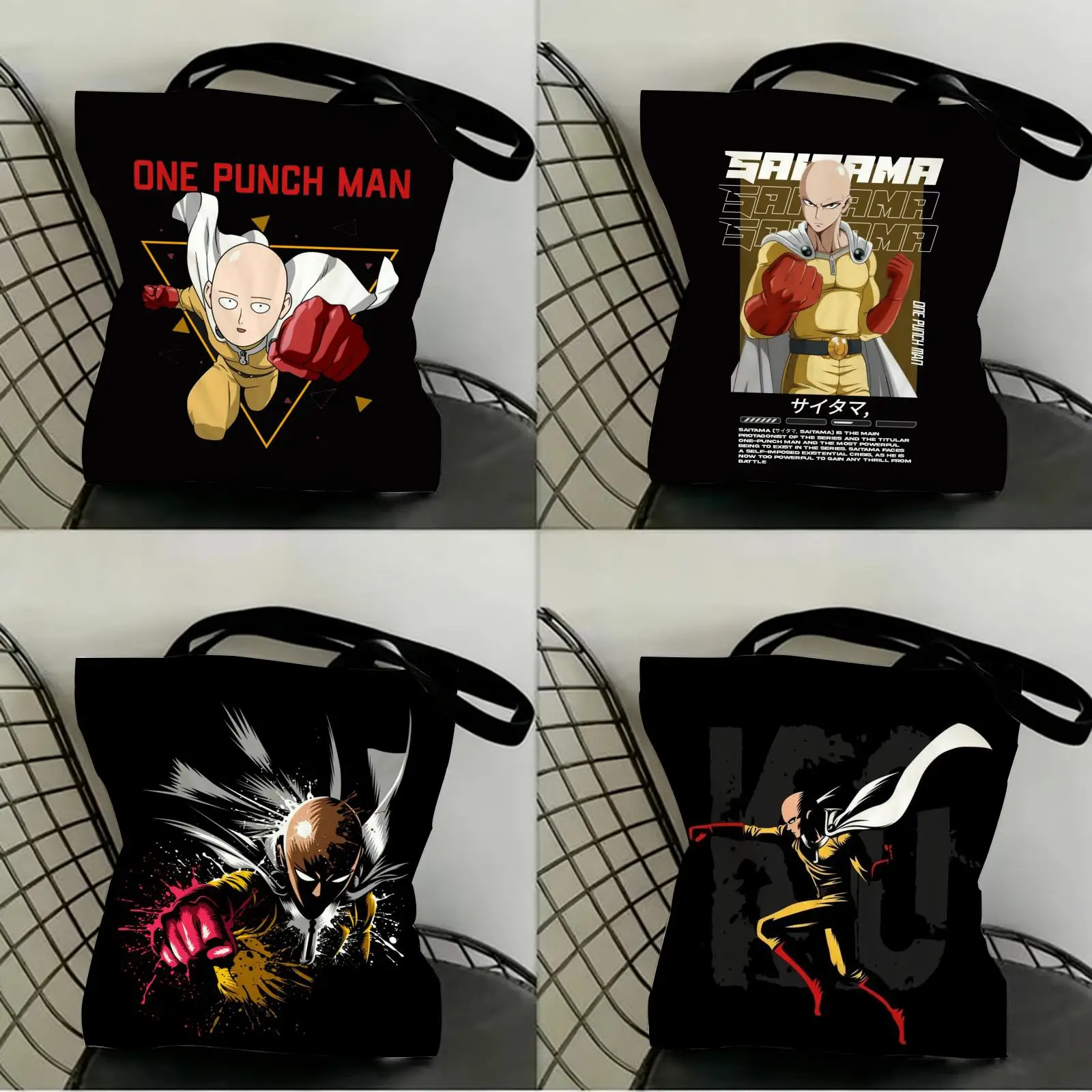 

O-One P-Punch Man Storage Bags Canvas Double-Sided Print Shopping Bag Large Capacity Aesthetic Reusable Tote Bag
