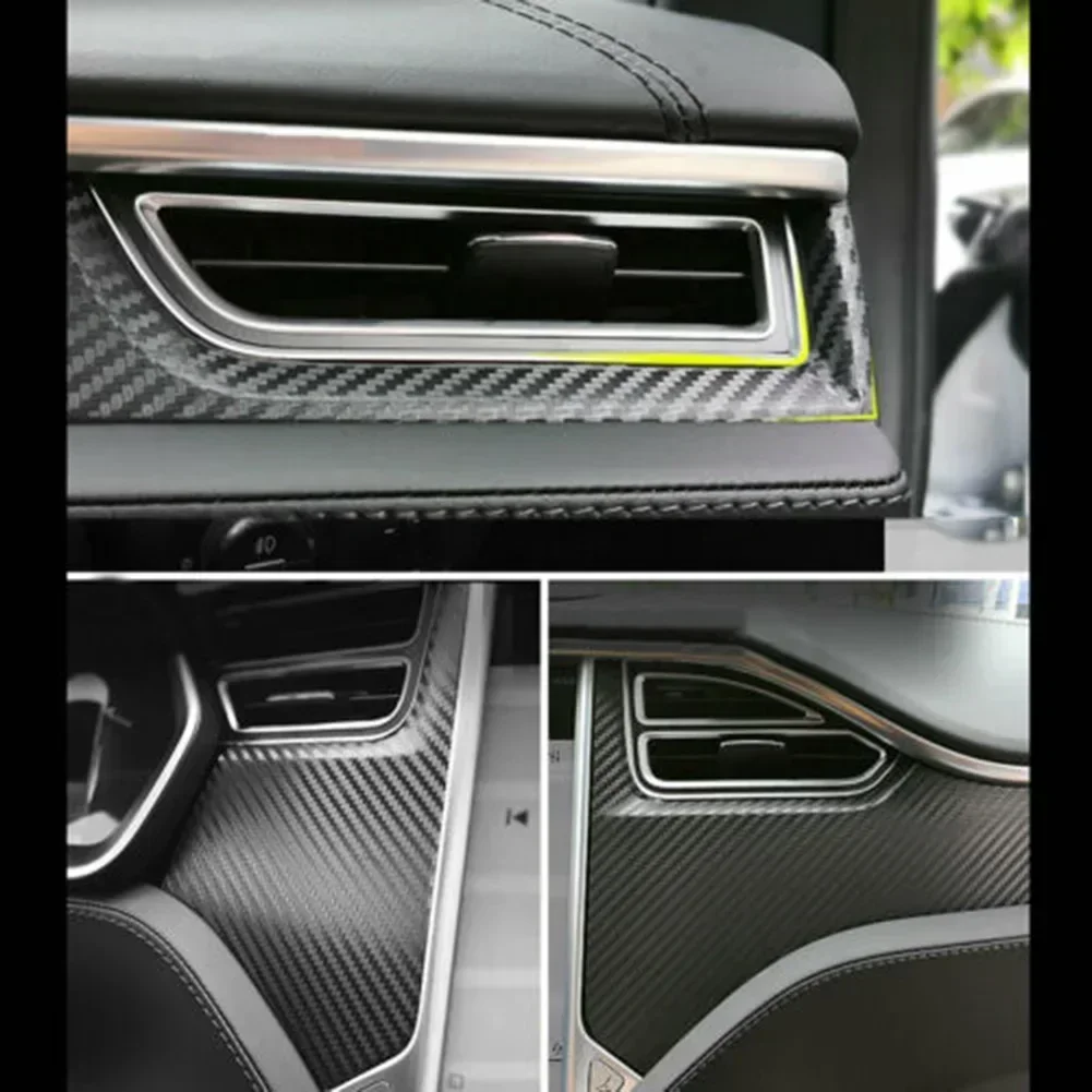 LHD For Tesla Model X S 2012-2021 Carbon Fiber Black Center Console Wrap Sticker Trim Kit/set Vehicle Replace Accessories