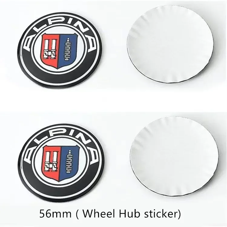 1-7pcs ALPINA car Front Hood Emblem 82mm+Rear Badge 74mm+Hub Cente Cap Rims 68mm+steering Wheel sticker 45mm styling Accessories