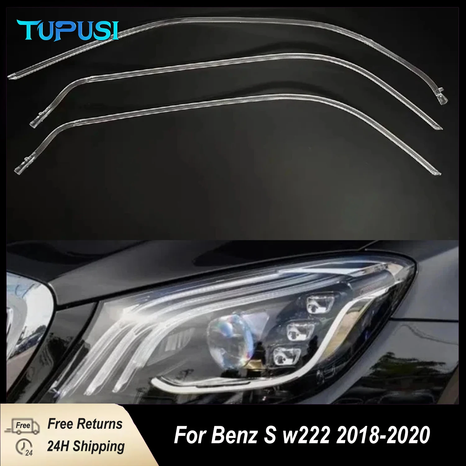 

3 шт. для Mercedes Benz S CLASS W222 2018 2019 2020 фара DRL трубка акриловая трубка световая направляющая полоса дневных ходовых огней полосы