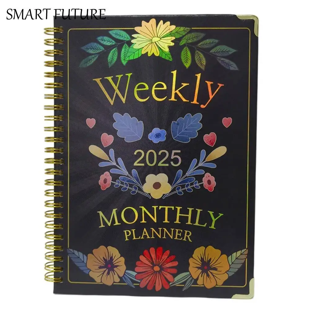 

A5 2025 Schedule Planner Notebook INS 12 Months Diary Writing Pads Diary Notepad Laser Flower Office Work Planner