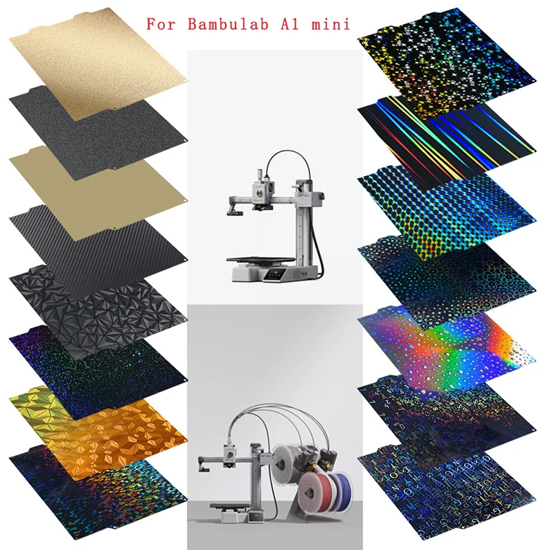 

184 мм * 184 мм двухсторонняя распылительная PEI/PET/PEO/PEY пружинная стальная пластина, горячая кровать для Bambu Lab A1 Mini аксессуары для 3D-принтеров