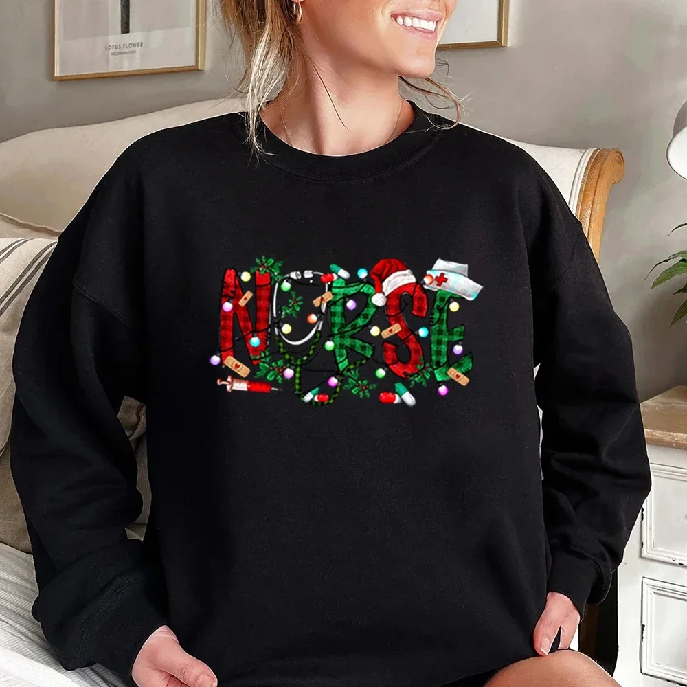 Nurse Christmas Sweatshirt Christmas Nursing Sweater Nursing School Hoodie Long Sleeve Women Sweatshirts Christmas Gift Pullover