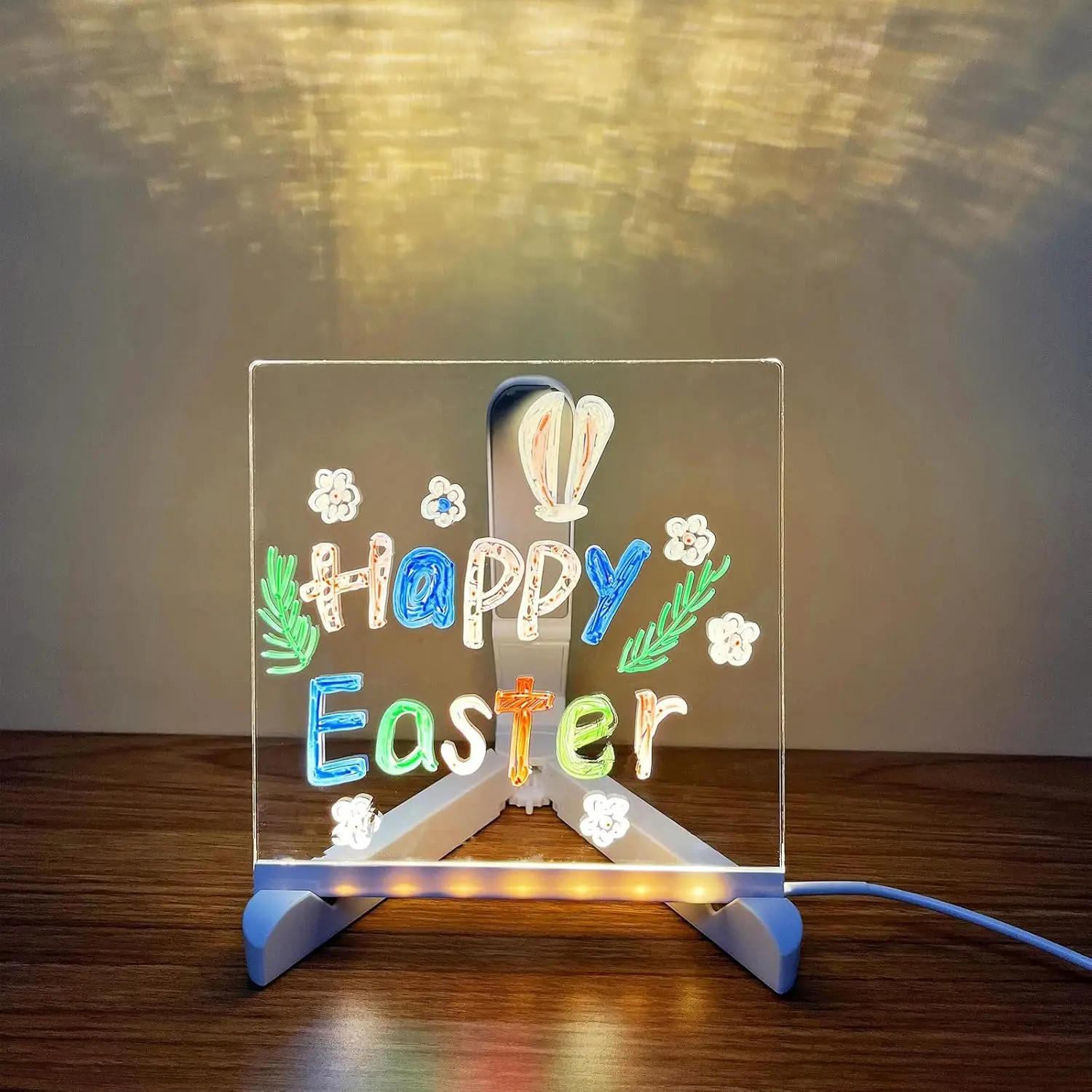 LED Lamp Note Board Erasable Acrylic Children‘s Drawing Board With 7 Colors Pen Bedroom Night Light Birthday Kids 15/20CM