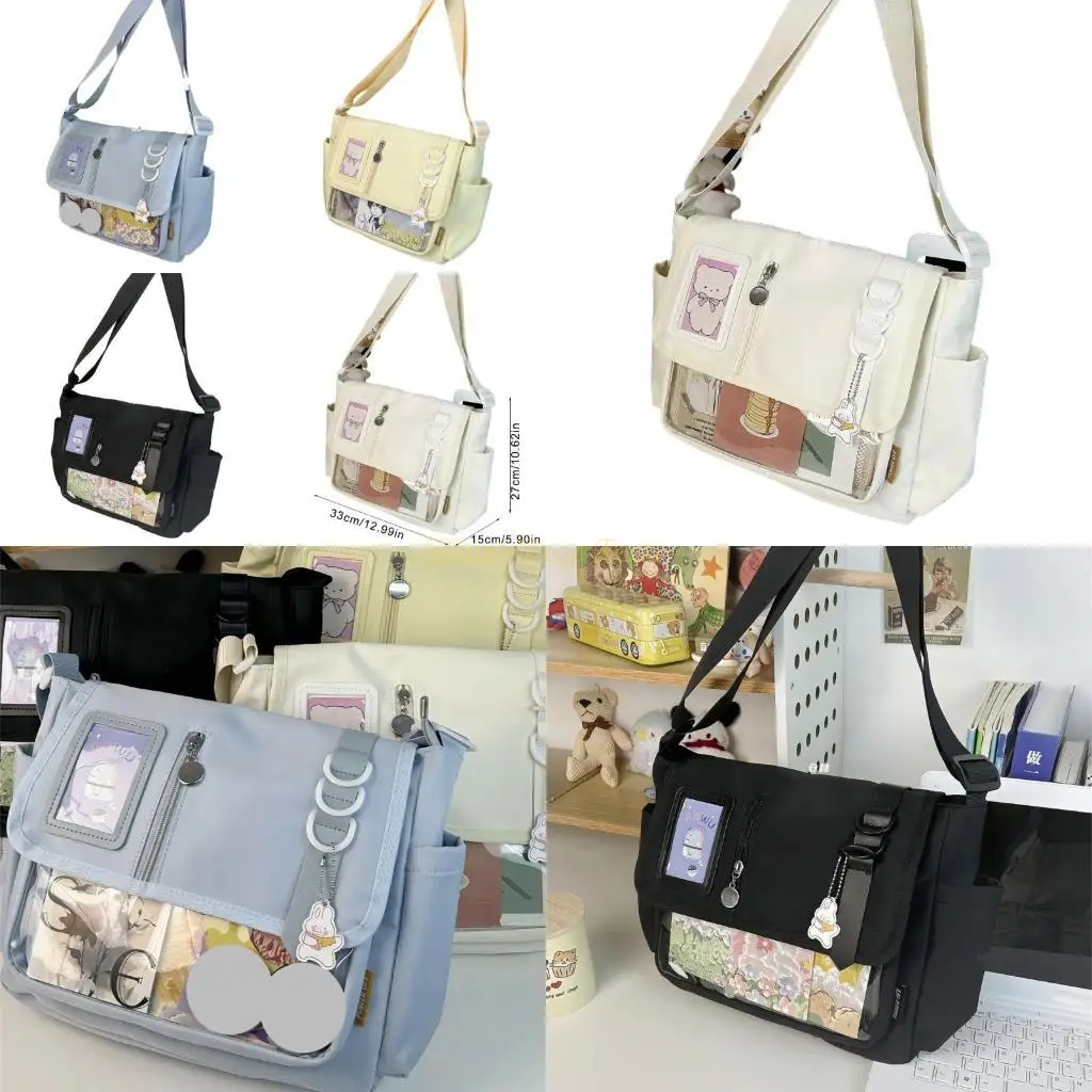 

X90D Trendy Japanese Nylon Shoulder Bag Crossbody Purse Satchel Purses for Students and Anime Lover