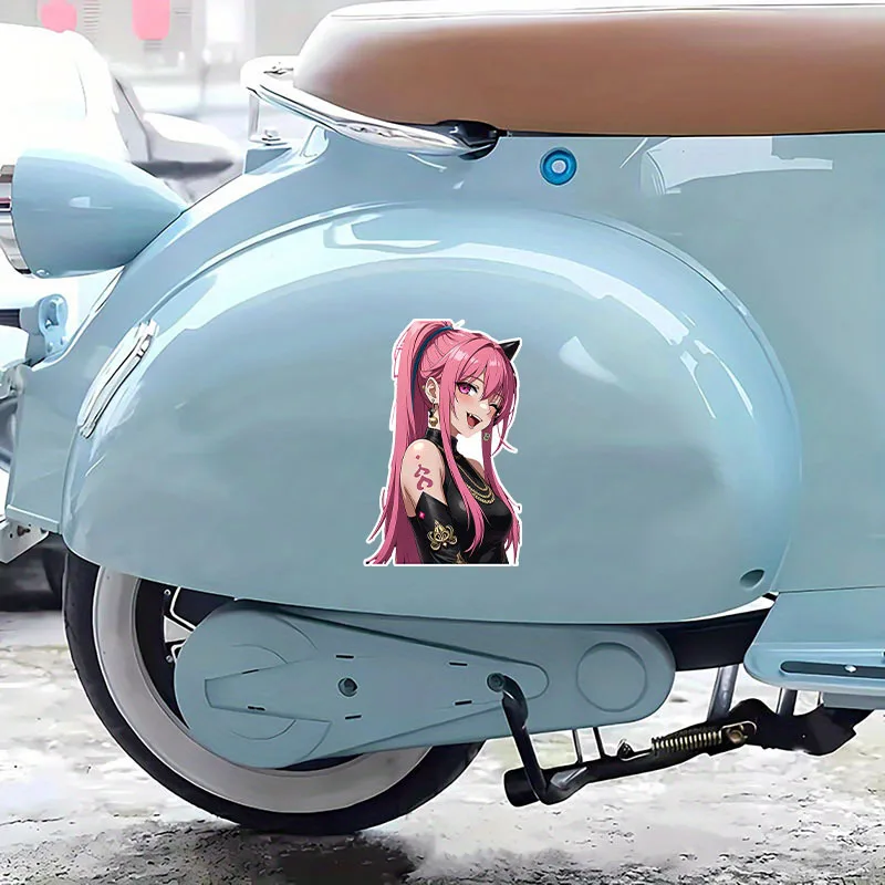 Anime Girl Vinyl Sticker, Pink Hair Cat Ear, Waterproof Decal for Cars, Motorcycles, Laptops and Helmets, Cute Decor view 4