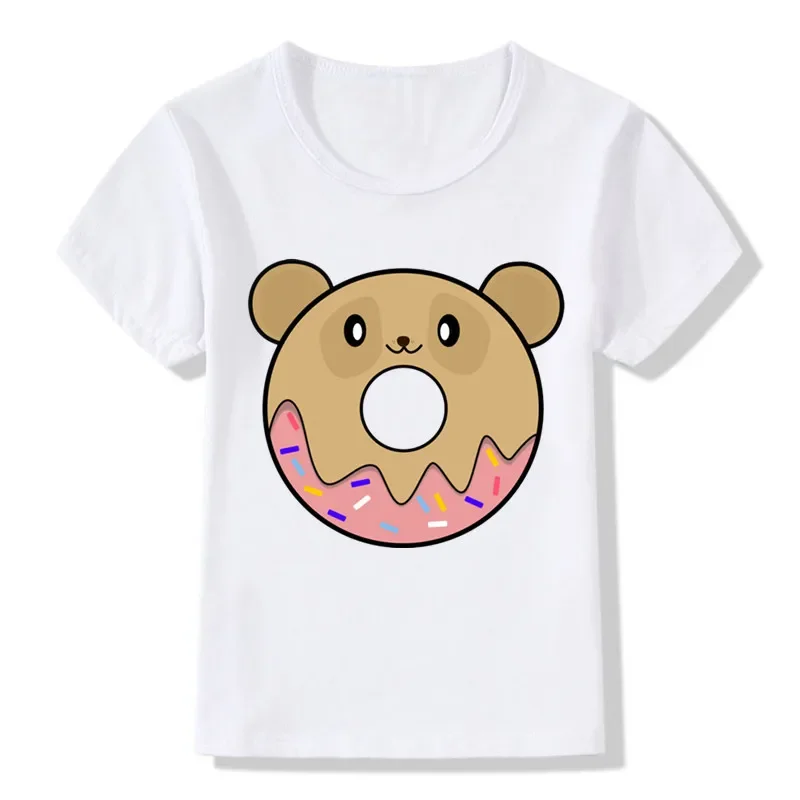 

2019 Newest Children Cute Donut Bear Print Funny T-Shirts Kids Summer Tops Girls Boys Short Sleeve T shirt Baby Clothes,ooo2093