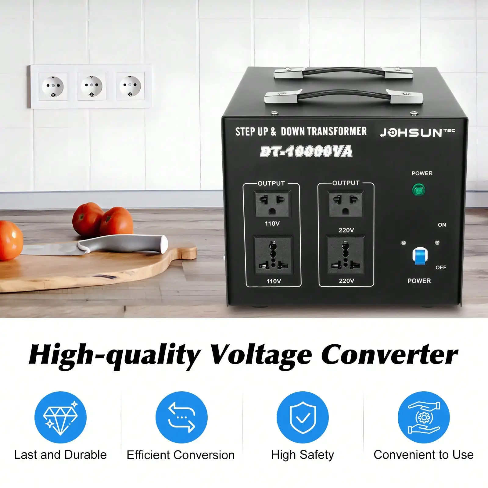 4 Outlets Voltage Converter Transformer 110V⇋220V Step Up Step Down Power Transformer