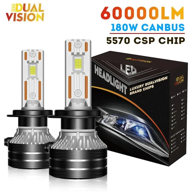 K5C H7 LED 60000LM Reflektory Canbus 8000K H1 H4 H11 9012 HIR2 H8 H9 9005 9006 HB3 HB4 Wysoka moc 6000K 5570 CSP Chips