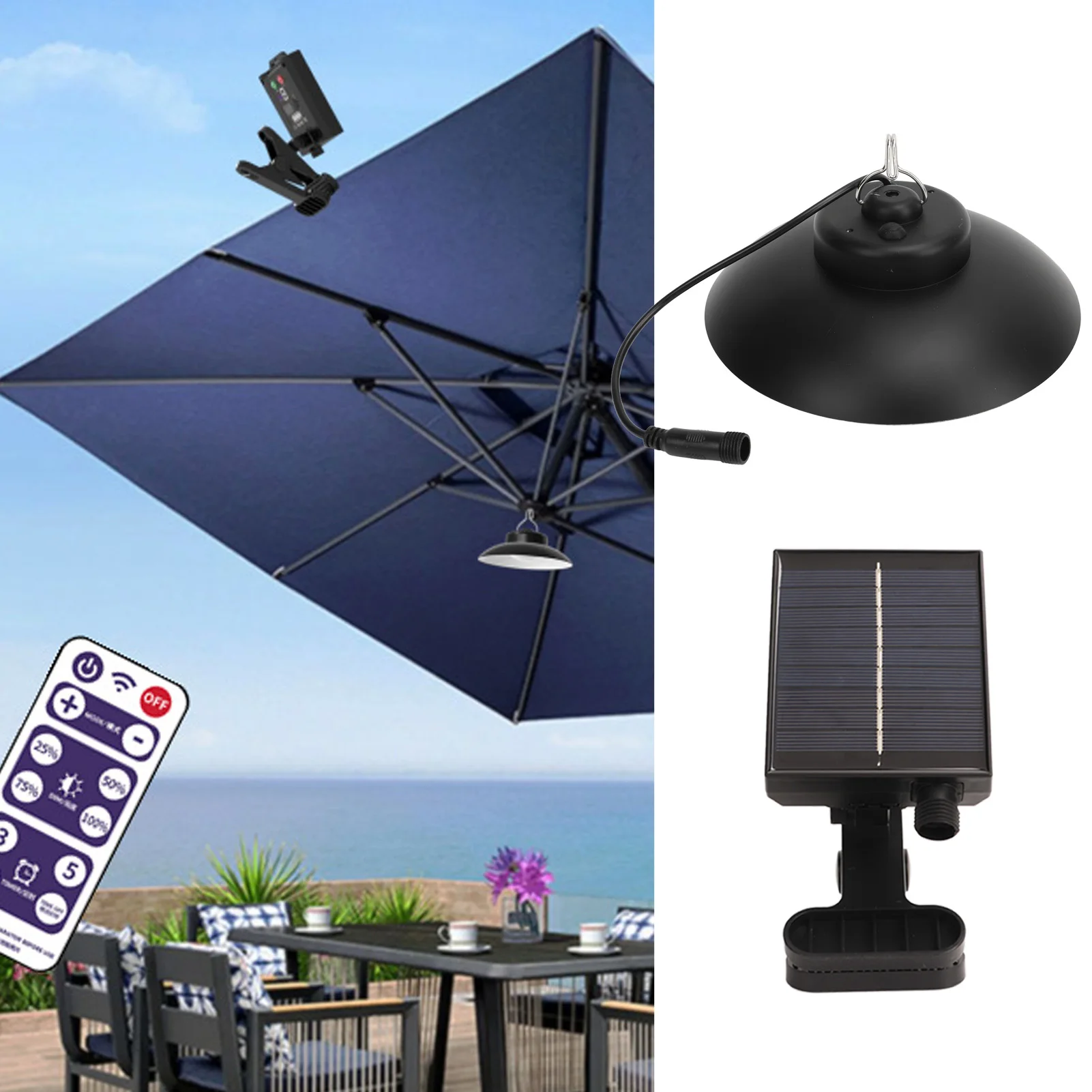 Lampe solaire d'extérieur pour parapluie, installation facile, allumage automatique, lampe solaire pour camping et jardin, 62.cUmbrella Light