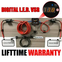 12V Car RV Yacht Black Digital Display Smart Dual Battery Isolator Controller Dual Battery Switch Sense Voltage Sensitive Relay