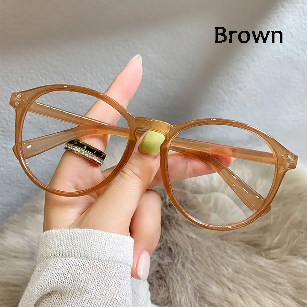 -1.0~-4.0 Unisex Round Frame UV Protection Vintage Eyeglasses Myopia Glasses Flat Mirror Eyewear Anti Blue Light