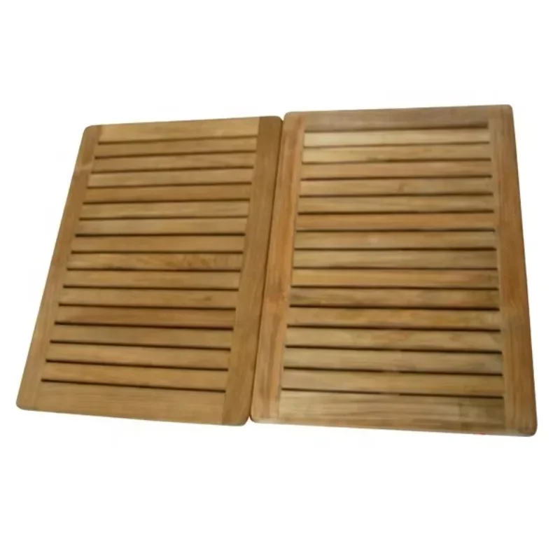 Solid Teak Wooden Bathmat Minimalist Design Bath Mat Accessory Machine Made for Bathroom Use