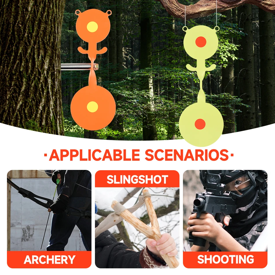 2-Color Metal Bear Insertion Ground Target - 360° Rotation Portable Outdoor Shooting Practice For BB Guns, Air Guns, Slingshots