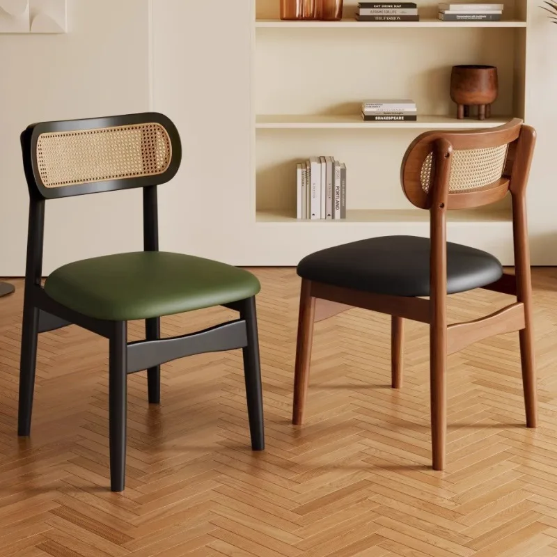 Solid wood dining chair home leisure rattan chair hotel light luxury restaurant dining table