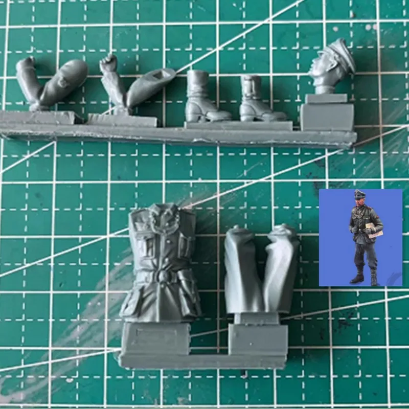1/35 Scale Die Cast Resin Figure Model Kits History Miniature Military Sculpture Officer Unassembled and Unpainted DIY Toy
