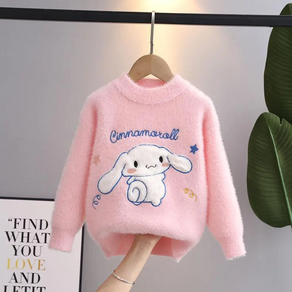 Kawaii Sanrio Cinnamoroll Meisjes Nertsen Fluwelen Trui Kinderen Lange Mouwen Sweatshirts Anime Cartoon Warm Houden Winter Kinderkleding