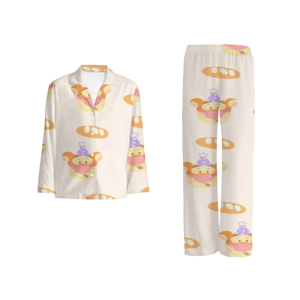 

Disney pajama set with a comfy button-up long sleeve top and elastic waistband pants, suitable for men and women as loungewear.