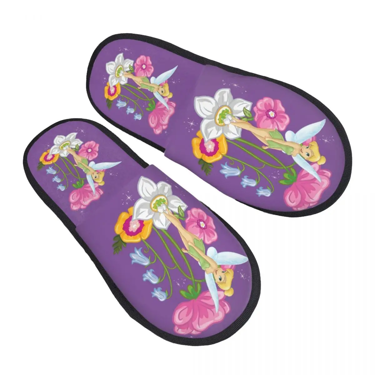 Zapatillas de casa de espuma viscoelástica suave personalizadas Tinker Bell, zapatillas antideslizantes cálidas y acogedoras con dibujos animados para mujer