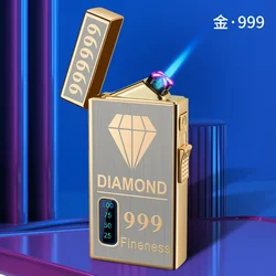 Electric Lighter Rechargeable Windproof Butane Refillable, Dual Arc and Blue Jet Flame, Type-C Cable, Gas Fuel Not Included