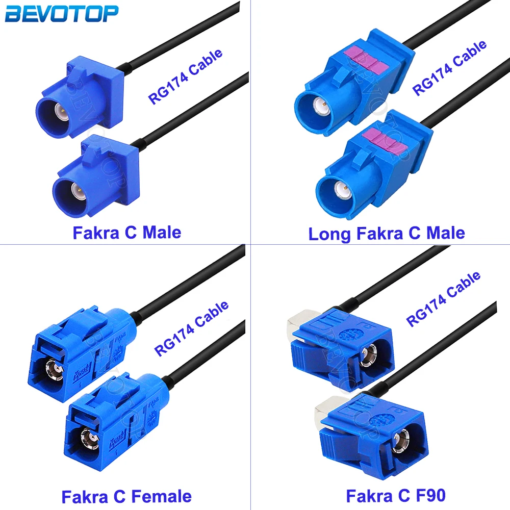 Azul fakra c ral 5005 macho/fêmea rg174 cabo de extensão da antena gps rf coaxial trança para navegação telemática gps do carro