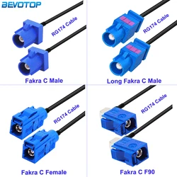 Blue Fakra C RAL 5005 Male/Female RG174 Cable GPS Antenna Extension Cord RF Coaxial Pigtail for Car GPS Telematics Navigation
